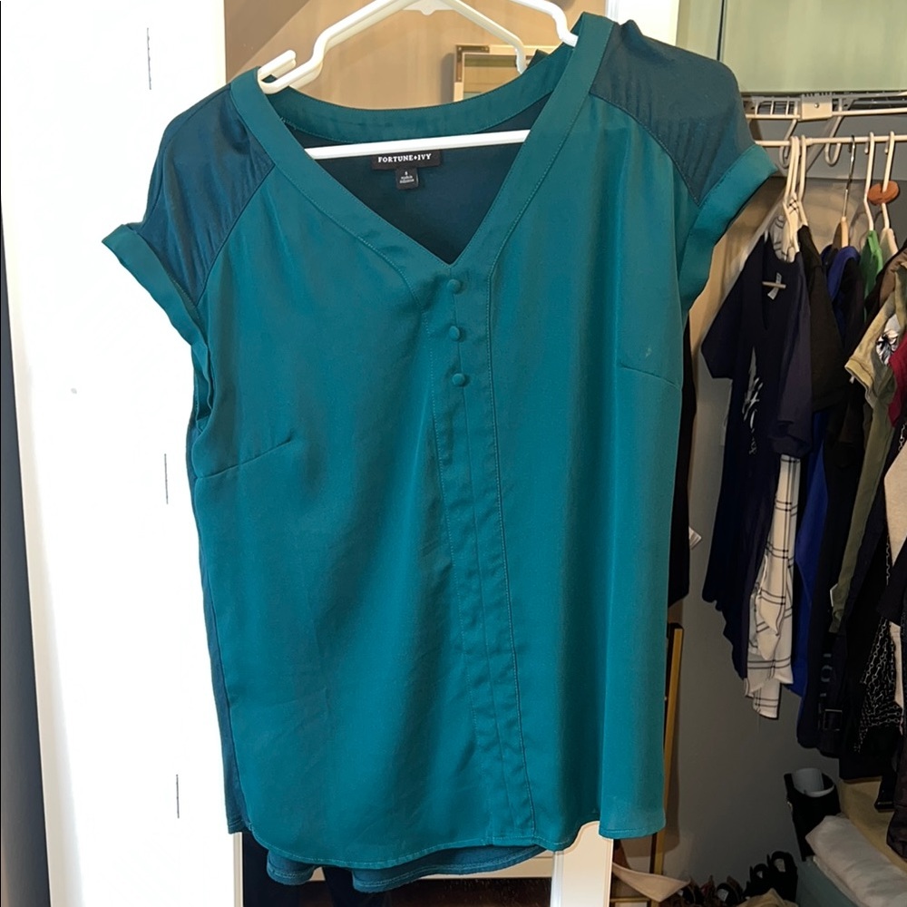 Emerald Green Short Sleeve Stitchfix Fortune Ivy Top